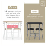 VINGLI 3 Piece Dining Set,Small Kitchen Table Set for 2,Breakfast Table Set,Kitchen Wooden Table and 2 Chairs for Small Space/Dining Room/Apartment,Metal Frame,Wine Rack,White&Light Oak VINGLI