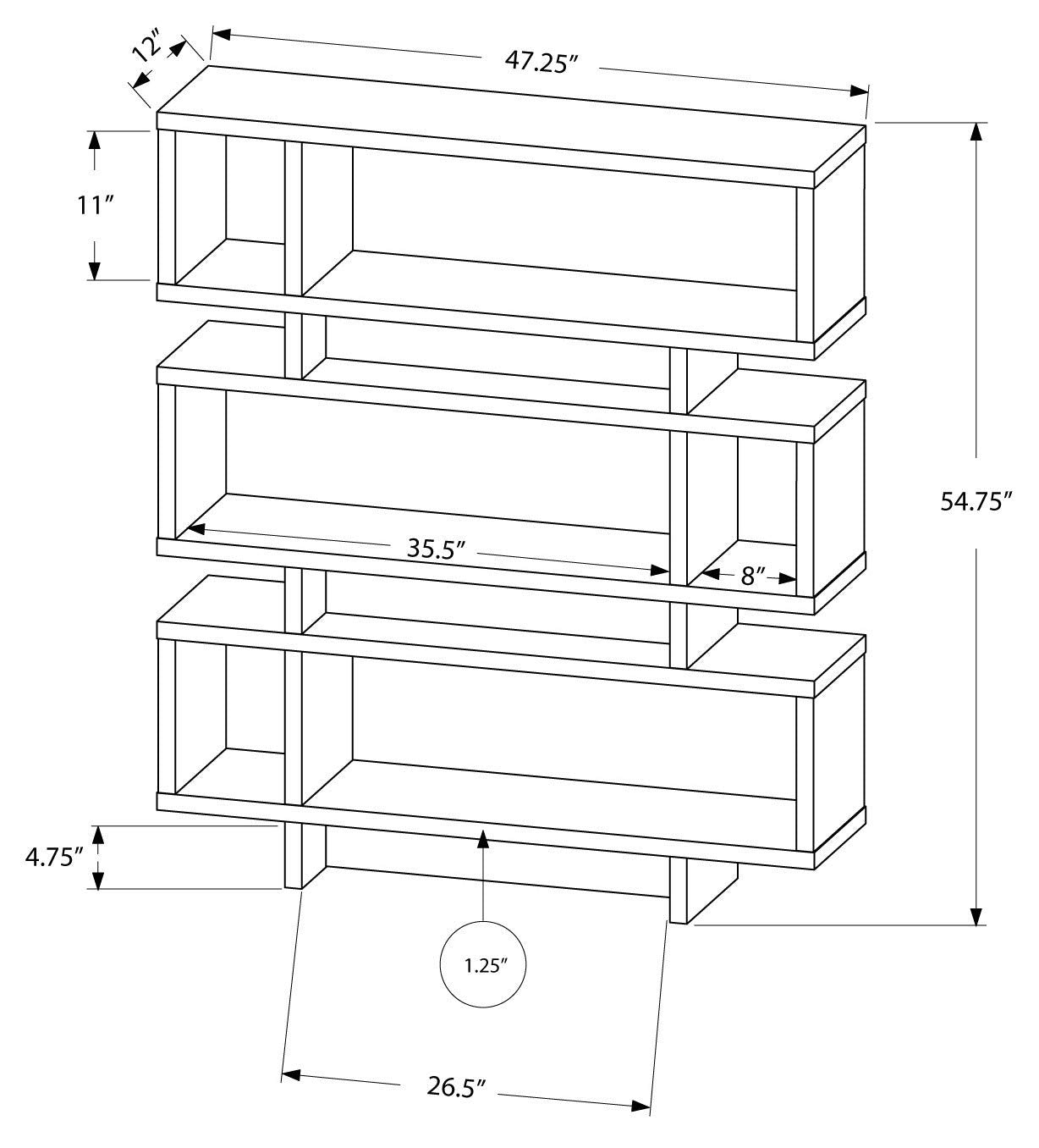 Contemporary Dark Taupe 4-Tier Bookcase by Monarch Specialties - 55" High Etagere for Home & Office - WoodArtSupply