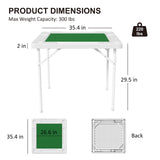 IWDOO 35.4" Square Folding Card Table, Mahjong Table with Green Felt，Chip Trays and Cup Holders, Portable Domino Tables for 4 Players, Card Game Tables for Mahjong Poker Domino Game IWDOO