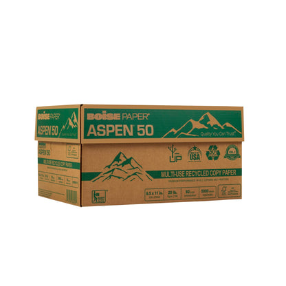 BOISE – Aspen 50% Recycled Office Paper, 92 Bright, 20lb, 8-1/2 x 11, White, 5000/CT