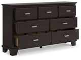 Signature Design by Ashley Covetown Contemporary 7 Drawer Dresser with Safety Stop for Bedroom, Dark Brown Signature Design by Ashley