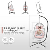 Brafab Pink Egg Chair with Stand Indoor Outdoor Swing Egg Chair, Patio Wicker Hanging Chair with Stand Hammock Egg Chairs with UV Resistant Cushion and Aluminum Steel Frame for Bedroom Balcony Garden Brafab
