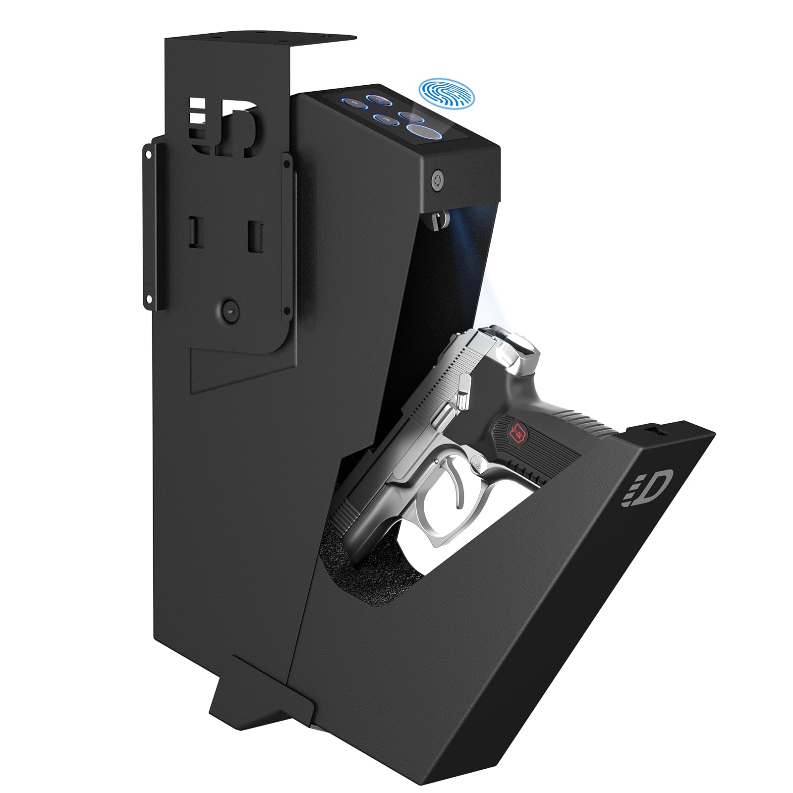 Urban Deco Biometric Handgun Gun Safe for Nightstand, Desk, Bed Side ...