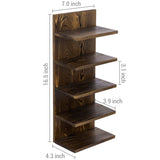 MyGift 5 Tier Rustic Burnt Solid Wood Sunglasses Holder Rack, Wall Mounted Eye Glasses Shelf or Tabletop Display Stand, Retail Eyewear Showcase Storage Organizer MyGift