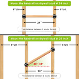 SELEWARE 26 Inch Wood Handrail Stair Handrail Drywall or Concrete Mount Handrail w/Sturdy Metal Base, Barrier-Free Staircase Grab Bar for Elderly, 1.3 Inch Round SELEWARE