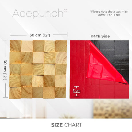 Acepunch 6 Finland Wooden 3D Wall Art Panel Home Decorative Sound Absorbing Dampening Tile Soundproofing Acoustic Music Insulator Noise reduction Studio Room Geometric Style 12x12in AP1234 Acepunch