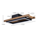 Lingkai LED Modern Ceiling Lights Wooden Square Rectangular Lamp Fixture Wood, 17.3in 12w Modern Kitchen Ceiling Lighting Fixtures 3000K for Island Bedroom Living Room Hallways Lingkai