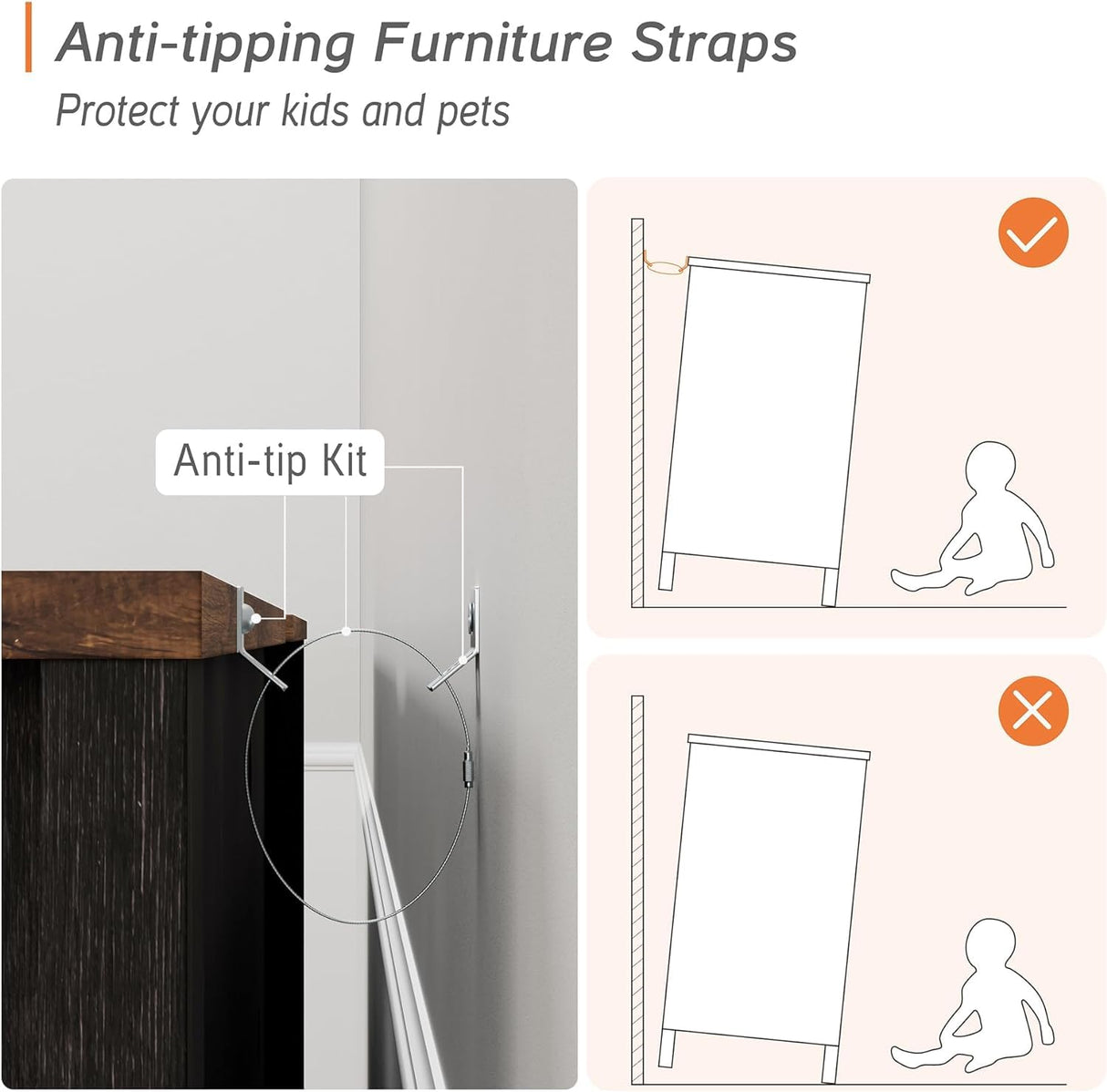 WAMPAT TV Stand Set with Charging Station and Drawers,85 inch Farmhouse Entertainment Center with Sliding Barn Door,Media TV Console with Storage Shelf for Living Room Bedroom，Dark Walnut and Black WAMPAT