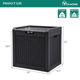 YITAHOME 32 Gallon Rattan Deck Box, Indoor Outdoor Storage Box for Patio Furniture, Pool Accessories, Cushions, Garden Tools, Sports Equipment, Waterproof Resin with Lockable Lid & Side Handles, Black YITAHOME