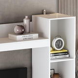 AIEGLE Minimalism Wall Unit TV Stand Set with Bridge for TVs up to 65", 81.1" TV Stand with Bookshelves, Entertainment Center Media Console Table with 4 Hidden Shelves & 8 Open Shelves, White AIEGLE