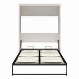 REALROOMS Halstead Queen Size Wood Murphy Bed Fold-Out Multi-Functional Storage Wall Bed Multi-Purpose Space-Saving Bedframe for Guest Room or Bedroom, Ivory Oak REALROOMS