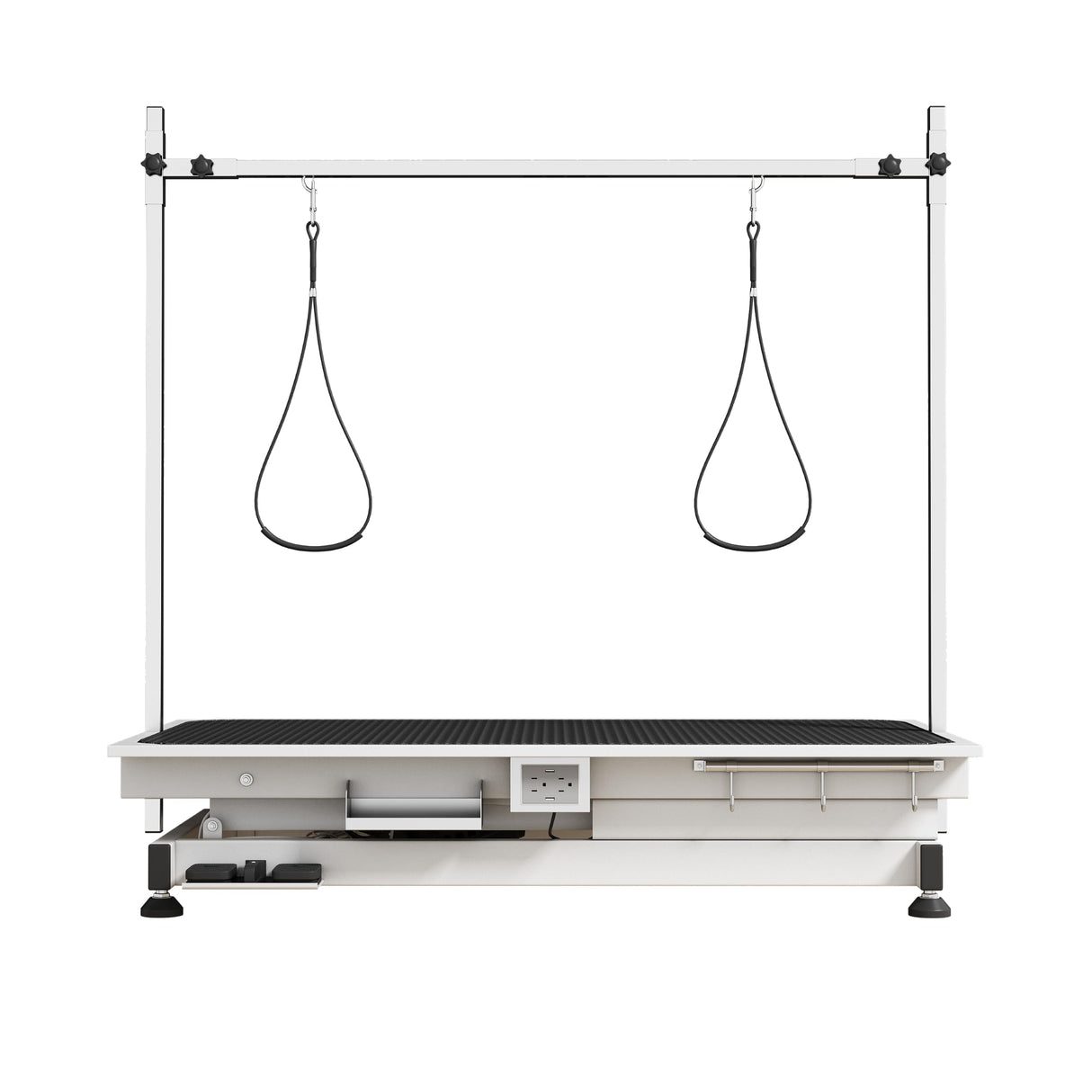 Afqxf Electric Lift Dog Grooming Table, 50 Inch Heavy Duty Professional Pet Grooming Table Suitable for Large Dogs at Home with Adjustable Overhead Arms and 2 Grooming Noose, White Afqxf