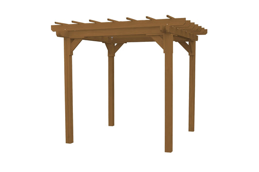 Amish-Made 8' x 8' Mushroom-Stained Wood Pergola