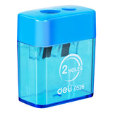 Deli Manual Dual Holes Pencil Sharpeners with Lid, Colored, for Kids & Adults, Random Color deli