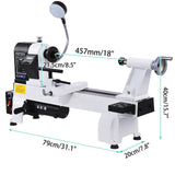 CXRCY 12" x 18" Wood Lathe, Powerful Benchtop Wood Lathe Machine 3/4 HP Infinitely Variable Speed 650-3800 RPM with Lathe Belt & Goggle for Woodworking, Woodturning (Model:WL460-12VF) CXRCY