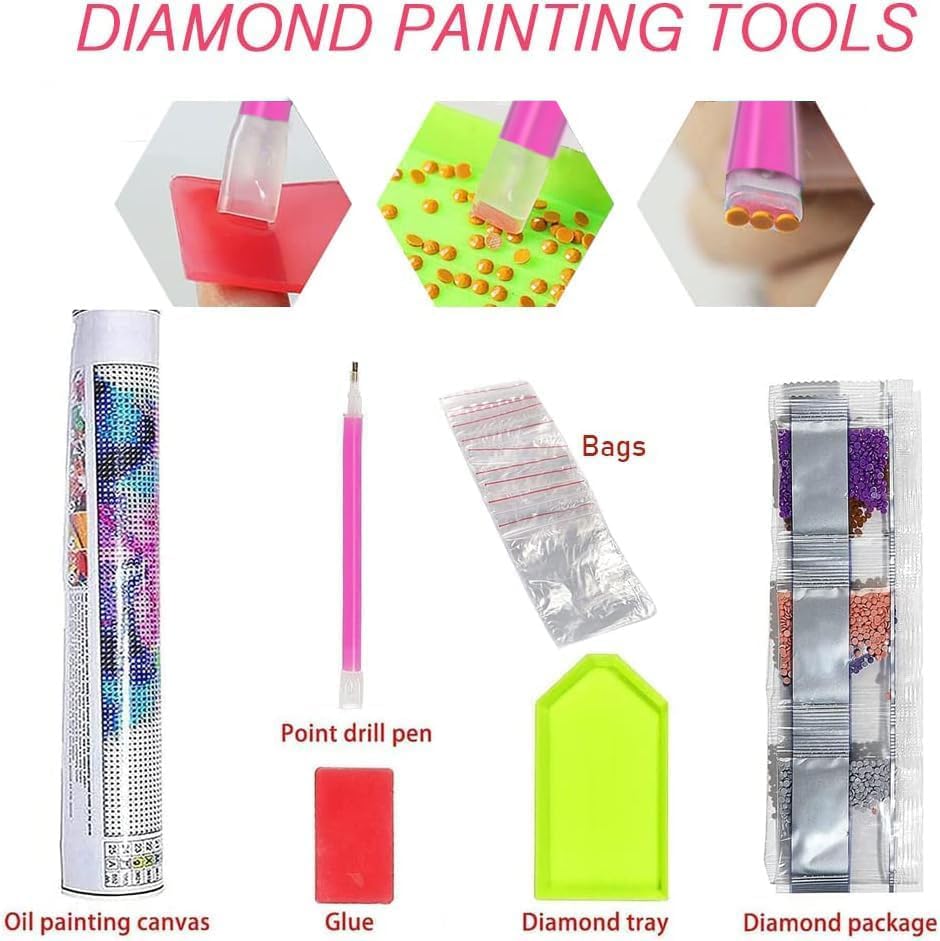 Dog Diamond Paintings Kits for Adults, Diamond Art with Dogs Full Drill Diamond Dots Paint with Diamonds Gem Arts and Crafts for Beginner Adults Home Wall Decor Generic