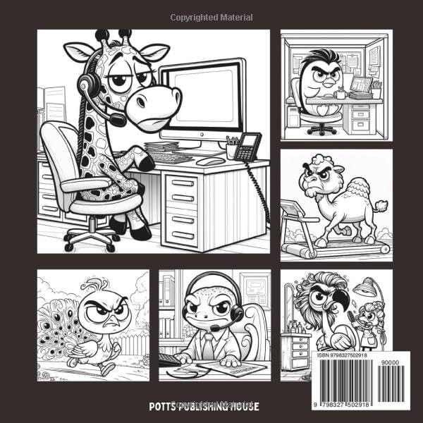 Grumpy Animals Living Human Lives: A Funny Cartoon Coloring Book for Animal Lovers Lindesa