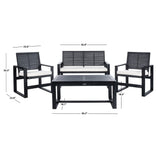 Safavieh FOX6007E Collection Ozark Wash 4 Pc Living Outdoor Set, 0, Black/Beige Safavieh