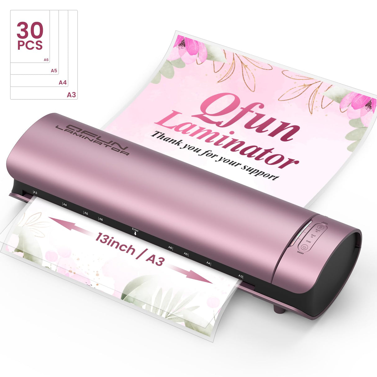 Laminator Machine Thermal Laminating Machine with Sheets 11x17 Personal Laminator for Teachers, 13 Inch Lamination Machine 60S Warm Up Office Presentation laminators, A3 Portable Paper Laminate Kit Qfun