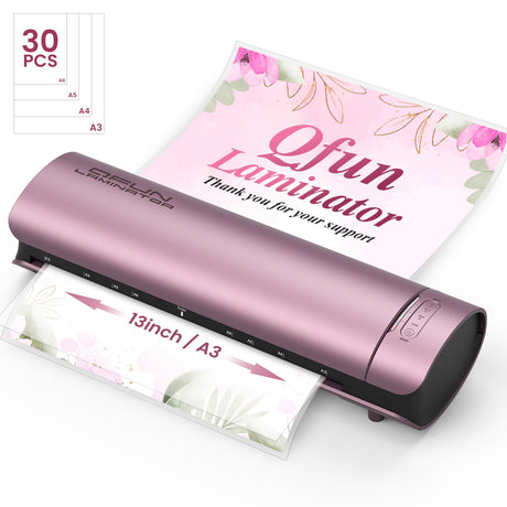 Laminator Machine Thermal Laminating Machine with Sheets 11x17 Personal Laminator for Teachers, 13 Inch Lamination Machine 60S Warm Up Office Presentation laminators, A3 Portable Paper Laminate Kit Qfun