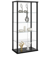 Glass Display Case - Modern Curio Cabinets with Glass Doors & Five Shelves, 64.25'' Tall, Black Frame, Curio Display Cabinet for Collectibles, Living Room, Dining Room, or Office CARTESIAN