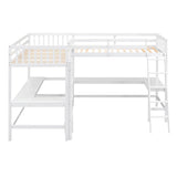 CITYLIGHT L-Shaped Loft Bed with 2 Built-in L-Shaped Desks,Wood Twin Size Loft Bed with Desk Underneath for Kids,Double Loft Beds with Guardrails and Ladders for Boys Girls Teens,White CITYLIGHT