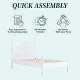 Walker Edison EZ Assembly Traditional Wood White Spindle Bed, Vintage Bed Frame, No Box Spring Required, Twin Bed Frame with Headboard, Twin Size, White Walker Edison