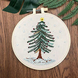Plancholo Christmas Embroidery Kit for Beginners Cross Stitch Kits DIY Stamped Embroidery Starters Set with Pattern Instructions Embroidery Hoop and Color Threads(Christmas Tree Snowflake)