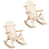 Giantex Log Wooden Rocking Chair Set of 2, Wood Porch & Patio Rockers with Slatted Seat and Backrest, Adirondack Rockers, Outdoor Accent Furniture for Balcony, Garden, Poolside, Backyard, Natural Giantex