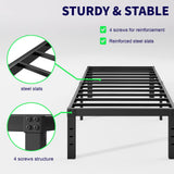 Neslime 14 Inch Twin Bed Frame No Box Spring Needed, Metal Platform Twin Size Bed Frame, Heavy Duty, Easy Assembly and Noise Free, Black Neslime