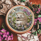 FONNUY Embroidery Kit for Beginners, Cute Hedgehog Stamped Embroidery Patterns Kits for Adults with Hoop, Easy to Follow Sewing Thread Needlework, 8'' Hoop (Adorably Spiky)