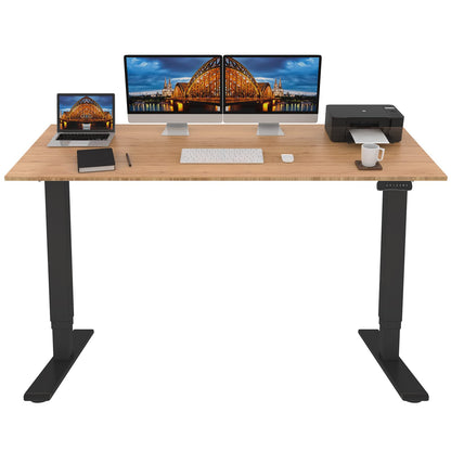 FLEXISPOT Pro Bamboo 3 Stages Dual Motor Electric Standing Desk 72x30 Inch Whole-Piece Board Height Adjustable Desk Electric Stand Up Desk Sit Stand Desk(Black Frame + Bamboo Desktop) - WoodArtSupply