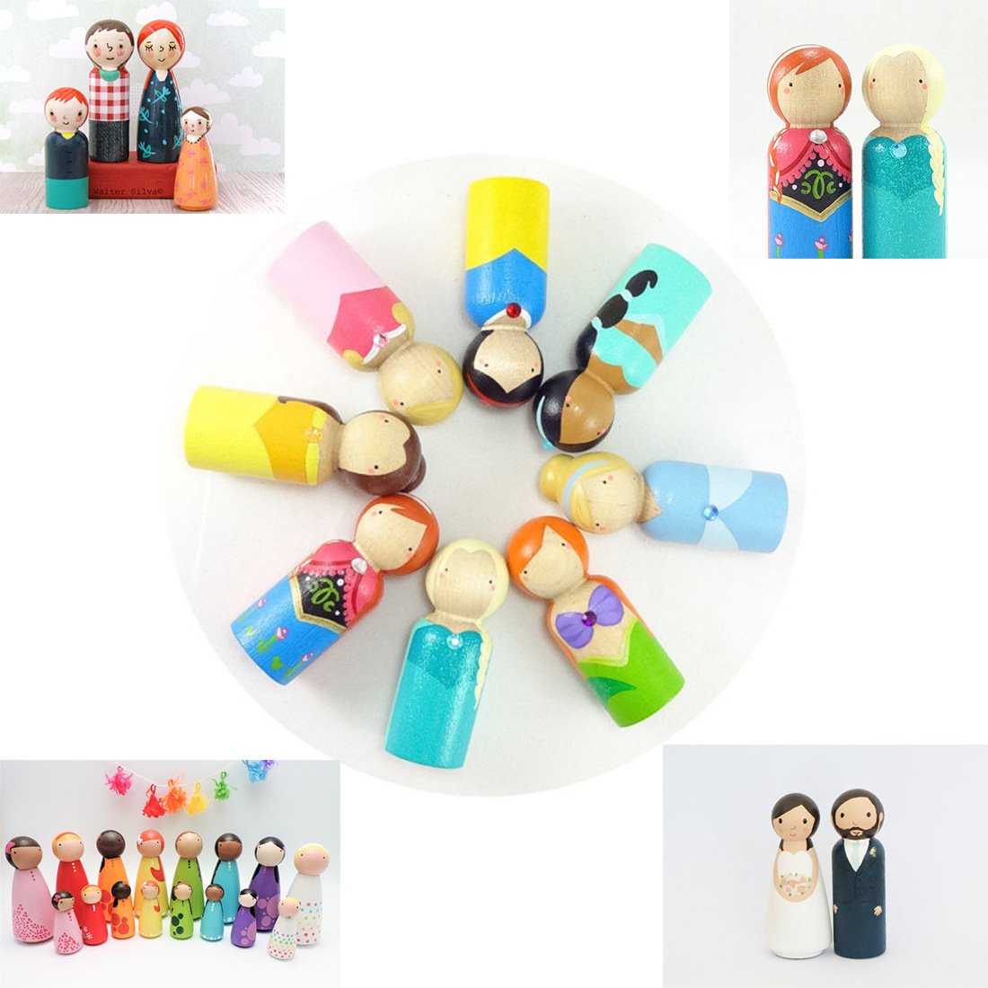 LUUFAN 20Pcs Wooden Peg Doll, 65 mm Unfinished Wooden Female Male Plain Blank Bodies Angel Dolls for DIY Craft Wedding Party (Pack of 20) LUUFAN