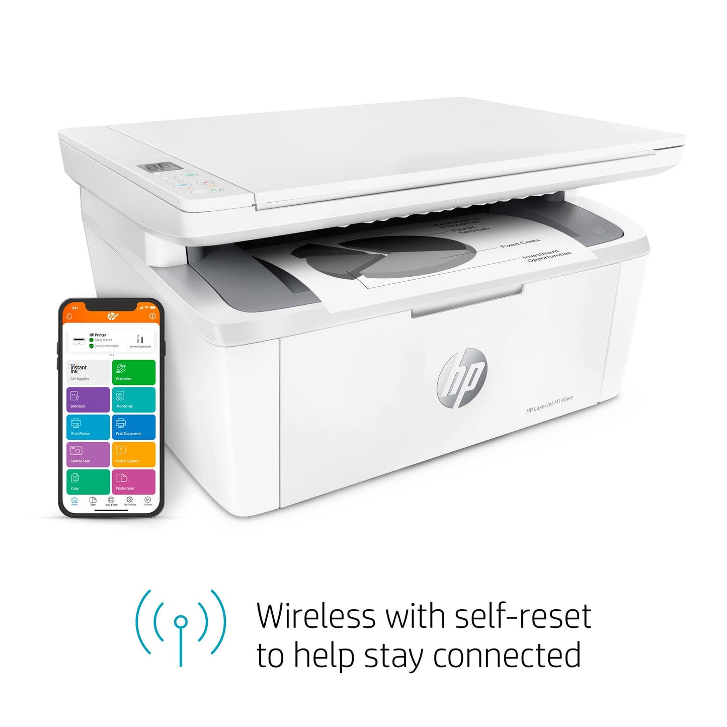 HP LaserJet MFP M140we All-in-One Wireless Black & White Printer with HP+ and Bonus 6 Months Instant Ink (7MD72E)