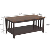 ChooChoo Farmhouse Coffee Table, Espresso Living Room Table with Shelf, 40 Inch ChooChoo