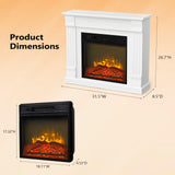 ROVSUN 32'' Electric Fireplace with Mantel, Freestanding Heater w/Remote, Timer, Realistic Flame & Adjustable Temperature for Home Bedroom Living Room Indoor, 1400W ROVSUN