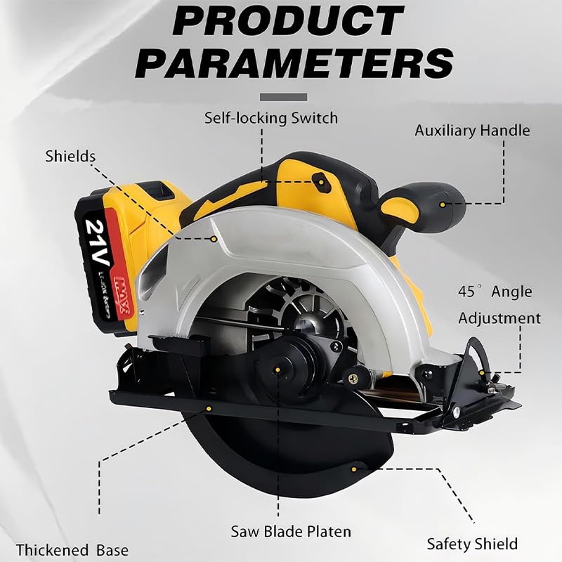 Cordless Circular Saw for DEWALT 20V MAX Battery, 7-1/4 Inch Brushless Power Circular Saws, 0-50 Degree Bevel Capability, Lightweight with 2 Blades for Woodworking, Stone & Plastic, Bare Tool Only searvgrh