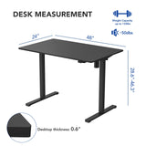 FLEXISPOT Standing Desk, Electric Height Adjustable Desk 48 x 24 Inches Sit Stand Desk Home Office Desk Whole-Piece Desk Board (Black Frame + 48 in Black Top) FLEXISPOT