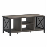 FATORRI Rustic Coffee Table for Living Room, Farmhouse Dark Wood Center Table, Industrial Rectangle Cocktail Tea Tables (Walnut Brown) FATORRI