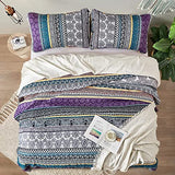 WONGS BEDDING Boho Quilt Set Twin Size, Purple Bohemian 2 Pieces Quilt Sets, Lightweight Bedspread Coverlet Bedding Set for All Season (86"x68") WONGS BEDDING