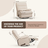 Divanus Large Glider Rocker Recliner,Beige Swivel Rocking Recliner Chair,Reclining Sofa Rocking Chair Nursery,23 Inches Deep Seat & 27 inches High Back,for Living Room, Bed Room‎ (Beige) Divanus