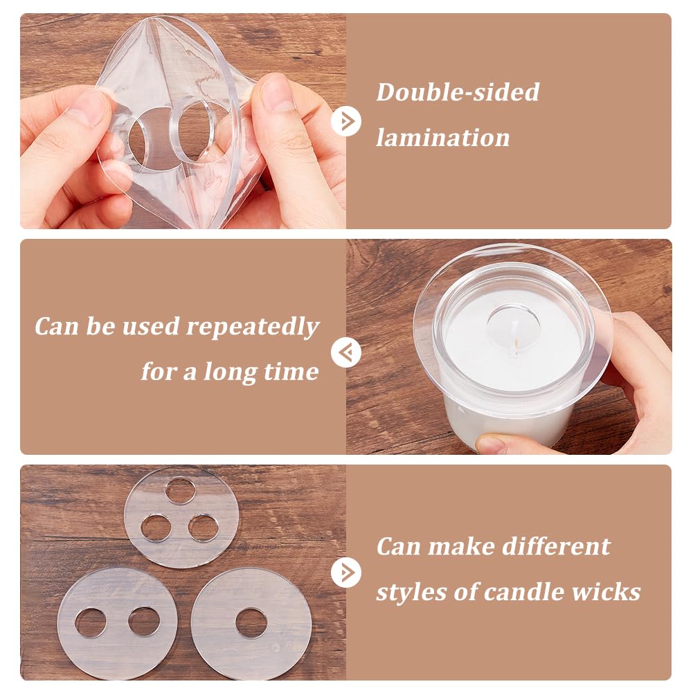 BENECREAT 6Pcs 3 Styles Candle Wick Centering Tool Holder, 1/2/3 Hole Acrylic Candle Wick Holder, Candle Wicks Centering Devices for Making Candles, Craft DIY BENECREAT