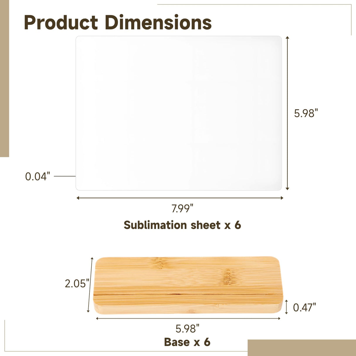 Tideme 6PCS Sublimation Photo Frames Blanks,8'' x 6'' Heat Transfer Metal Picture Frames, Aluminum Sublimation Blanks with 6 Wood Stands, Photo Heat Transfer Panels for Home Office Decoration Tideme