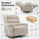 Korser Recliner Chair, Wide Rocker Chair, Rocking Chair with Massage and Heat,360°Swivel Nursery Rocking Chairs, Oversized Recliner for Adults, Cashmere Reclining Sofa for Living Room, Beige Korser