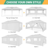 COBIZI Canopy 10x20 Pop Up Canopy with 6 Sidewalls,Waterproof Canopy Outdoor Event Shelter UPF 50+ Gazebo Portable Tents for Parties Beach Camping Wedding Commercial Instant Easy up Canopy 10x20,White COBIZI