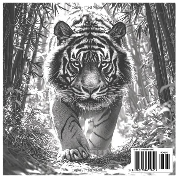 Grayscale Tiger Tales: Coloring Book For Teens and Adults: Relaxing Grayscale Tiger Illustrations for Stress Relief, Mindfulness & Artistic Fun (Grayscale Animal Coloring Series) WoodArtSupply