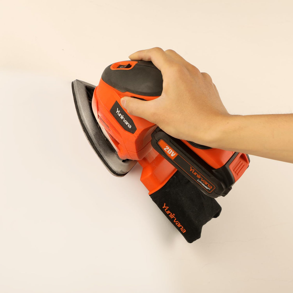 Yunirvana 20V Cordless Sander, Detail Sanders, 20Pcs Sandpapers,12000 RPM Sanders with Dust Collection System for Tight Spaces Sanding in Home Decoration, Battery and Charger Included Yunirvana