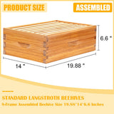 Honey Lake 8 Frame Assembled Bee Hive Super Box, Langstroth Beehive Starter Kit for Beekeepers, Medium Super Bee Box Dipped in 100% Beeswax Includes Beehive Frames and Waxed Foundations Honey Lake