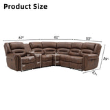 EBELLO L-Shaped Power Reclining Sectional Couch for Living Room, Faux Leather Recliner Sofa Set Corner Sectional Couch Home Furniture Set, with Storage Console and Cup Holders, USB Port, Coffee Brown EBELLO