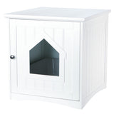 TRIXIE Litter Box Enclosure, Hidden Kitty Litter Box Cabinet, Furniture Style, White,(19.84 LBS) TRIXIE
